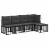 vidaXL Set de canapele de exterior 5 buc. 5-Locuri Negru Poliester