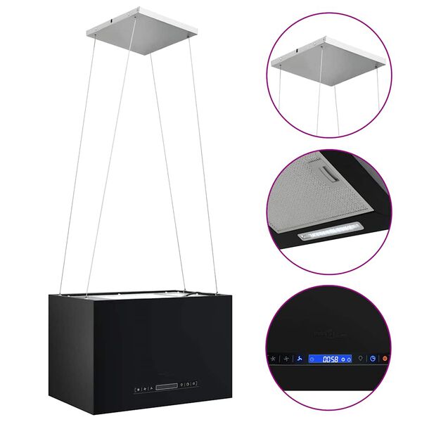 vidaXL Hotă suspendată insulă LCD senzor tactil 55 cm oțel