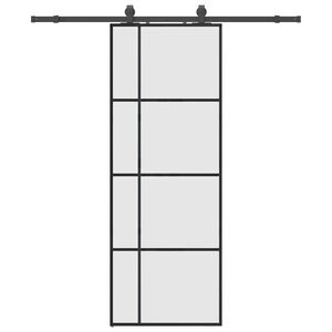 vidaXL Ușă glisantă cu set de feronerie neagră 76x205 cm Sticlă ESG