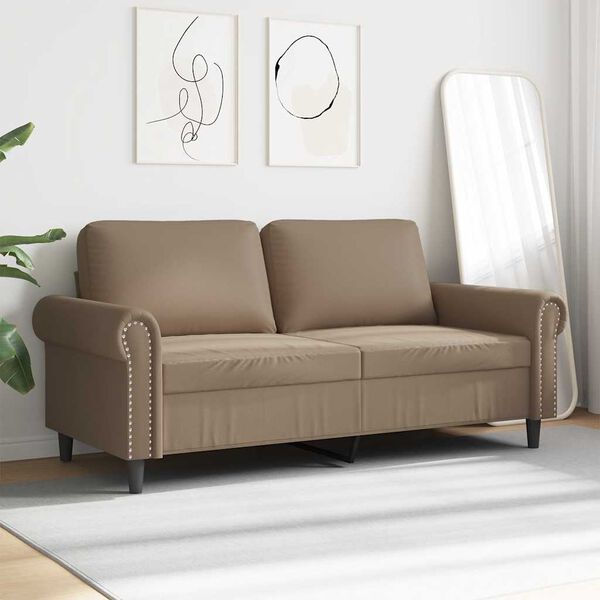 vidaXL Canapea cu 2 locuri, cappuccino, 140 cm, piele ecologică