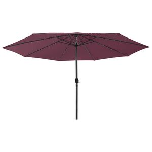 vidaXL Umbrelă de soare de grădină cu LED-uri, roșu bordo, 400 cm