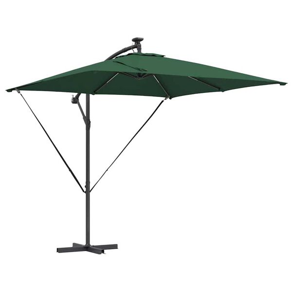 vidaXL Parasol banana cu brațe Verde 249 x 249 x 250 cm