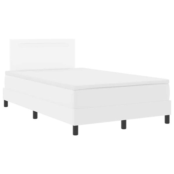vidaXL Pat cu arcuri cu saltea Alb 120 x 190 cm Piele artificială