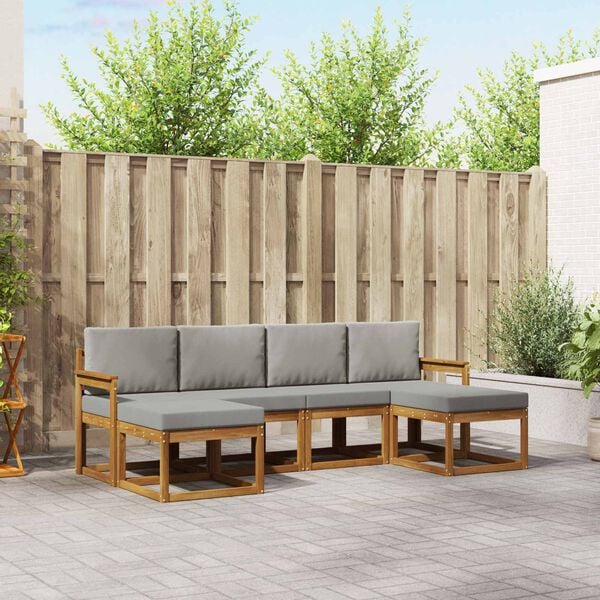 vidaXL Set de canapele de exterior 6 pcs Gri natural și deschis