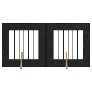 vidaXL Poartă pentru c&acirc;ini cu suporturi 2 pcs Stejar Negru 60 x 60 cm