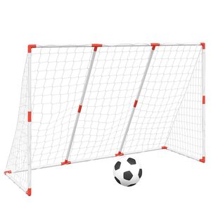 vidaXL Poartă de fotbal pentru copii cu mingi 2-&icirc;n-1 alb 184x64x124 cm