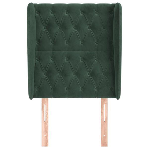 vidaXL Tăblie pat cu aripioare verde închis 83x23x118/128 cm catifea