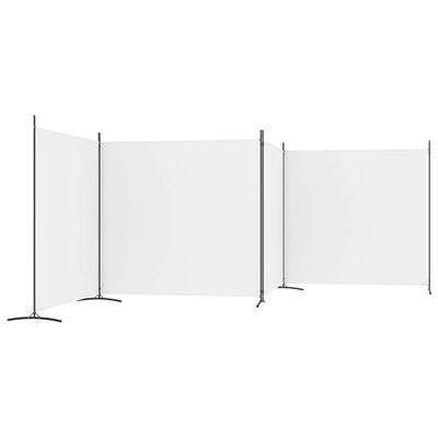 vidaXL Paravan de cameră cu 4 panouri, alb, 698x180 cm, textil