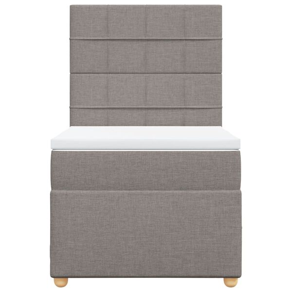 vidaXL Pat box spring cu saltea, gri taupe, 90x190 cm, textil