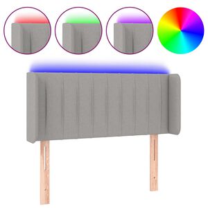 vidaXL Tăblie de pat cu LED, gri deschis, 103x16x78/88 cm, textil