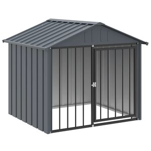 vidaXL Cușcă c&acirc;ine cu acoperiș, negru, 117x103x102 cm, oțel galvanizat