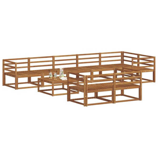 vidaXL Set de canapele de exterior 9 pcs natural Lemn Solid de Acacia