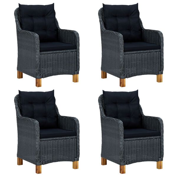 vidaXL Set mobilier grădină cu perne, 5 piese, gri &icirc;nchis, poliratan