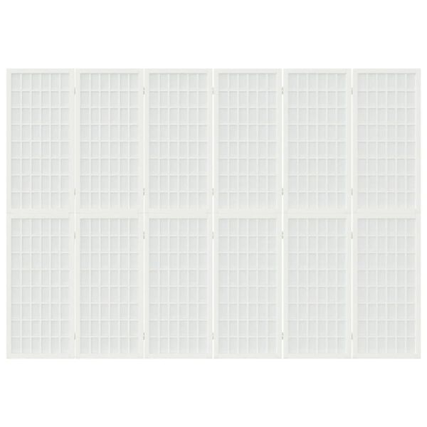 vidaXL Paravan pliabil cu 6 panouri, stil japonez, alb, 240x170 cm