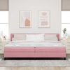 vidaXL Pat cu arcuri cu saltea cu headboard Roz 200 x 200 cm Catifea