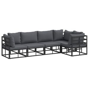 vidaXL Set de canapele pentru grădină 5 buc. Negru Aluminiu