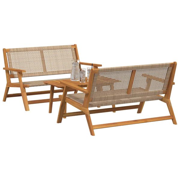 vidaXL Scaune de Grădină cu Masă 3 pcs Bej 90 x 45 x 40 cm
