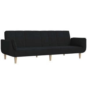 vidaXL Canapea extensibilă cu 2 locuri, 2 perne, negru, textil