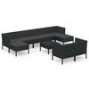 vidaXL Set mobilier de grădină cu perne, 10 piese, negru, poliratan