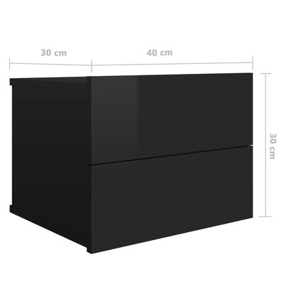 vidaXL Noptiere, 2 buc., negru extralucios, 40 x 30 x 30 cm, PAL