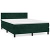 vidaXL Pat box spring cu saltea, verde &icirc;nchis, 140x190 cm, catifea