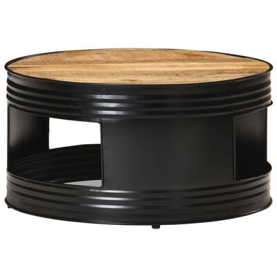 vidaXL Măsuță de cafea, negru, 68x68x36 cm, lemn masiv brut de mango