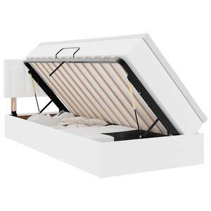 vidaXL Pat cu saltea și LED Alb pur 90 x 200 cm Piele artificială