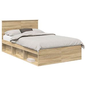 vidaXL Cadru de pat cu headboard Sonoma 120 x 200 cm Lemn compozit