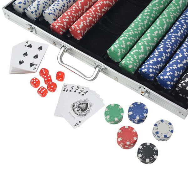 vidaXL Set de poker cu 1000 de jetoane din aluminiu