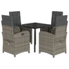 vidaXL Set mobilier de grădină cu perne, 5 piese, gri, poliratan