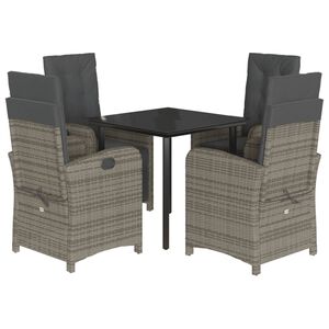 vidaXL Set mobilier de grădină cu perne, 5 piese, gri, poliratan