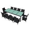 vidaXL Set mobilier de exterior cu perne, 11 piese, negru, poliratan