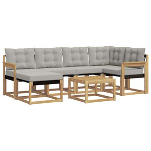 vidaXL Set de canapele de exterior cu pernă 7 pcs Alb și gri deschis