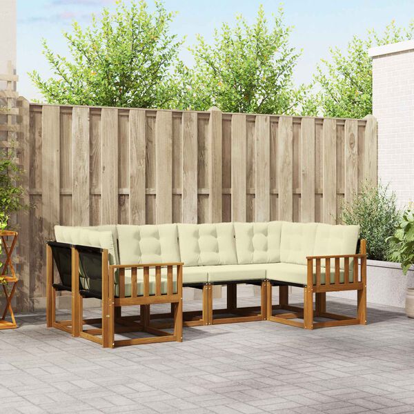 vidaXL Set de canapele de exterior cu pernă 6 pcs Natural și Crem