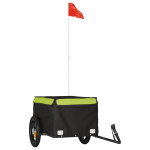 vidaXL Remorcă pentru biciclete, negru și verde, 30 kg, fier