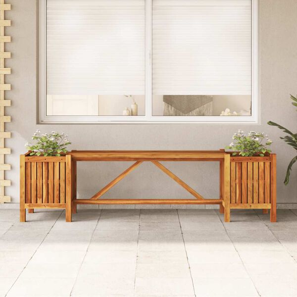 vidaXL Bancă de grădină cu 2 jardiniere, 150x30x40 cm, lemn de acacia
