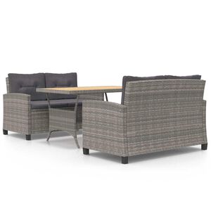 vidaXL Set mobilier de grădină cu perne, 3 piese, gri, poliratan