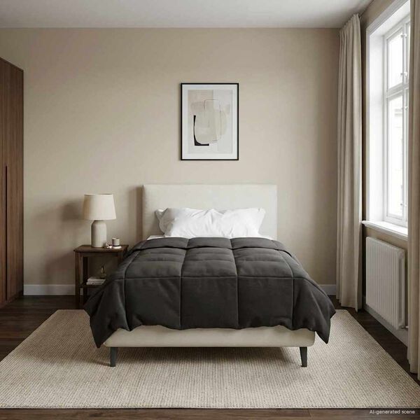 vidaXL Duvet complet pe tot parcursul anului Antracit 155 x 220 cm