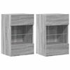 vidaXL Comode de perete cu lumini LED pentru TV, 2 buc, gri sonoma, 40x30x60,5 cm