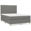 vidaXL Pat box spring cu saltea, gri &icirc;nchis, 140x190 cm, textil