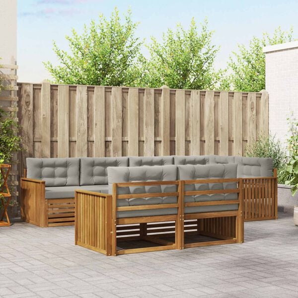 vidaXL Set de canapele de exterior 7 pcs Gri natural și deschis