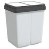 vidaXL Coș de gunoi dublu, alb, 2x25 L