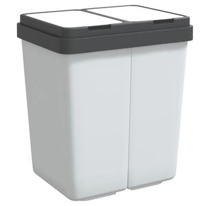vidaXL Coș de gunoi dublu, alb, 2x25 L