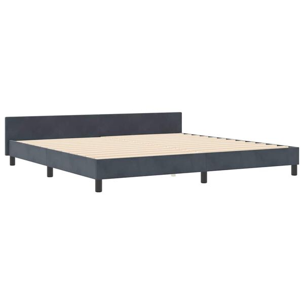 vidaXL Pat cu arcuri cu headboard Gri &icirc;nchis 200 x 200 cm Catifea