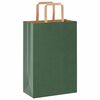 vidaXL Pungi de h&acirc;rtie 250 buc cu m&acirc;nere verde 21x11x31 cm