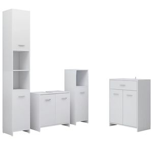 vidaXL Set mobilier de baie, 4 piese, alb