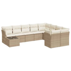 vidaXL Set canapele de grădină cu perne, 10 piese, bej, poliratan