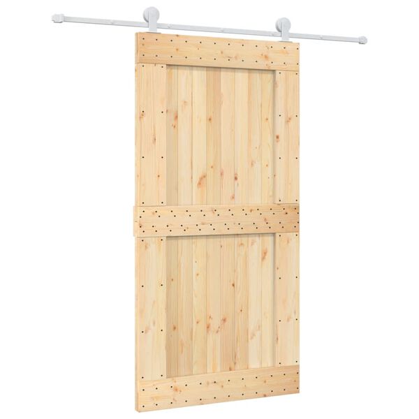 vidaXL Ușă glisantă cu set feronerie, 100x210 cm, lemn masiv de pin
