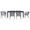 vidaXL Set de masă pentru grădină 7 pcs Gri Oțel vopsit electrostatic