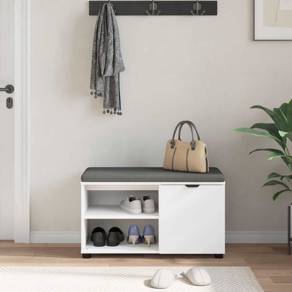 vidaXL Bancă pentru hol cu pernă Simplu Alb 80 x 38 x 46 cm